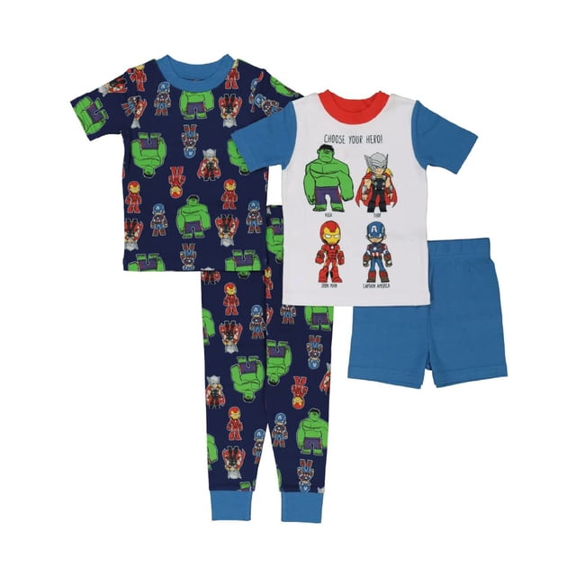 Pijama Marvel Avengers para Niños Conjunto de Algodón 4 Piezas Talla 4T