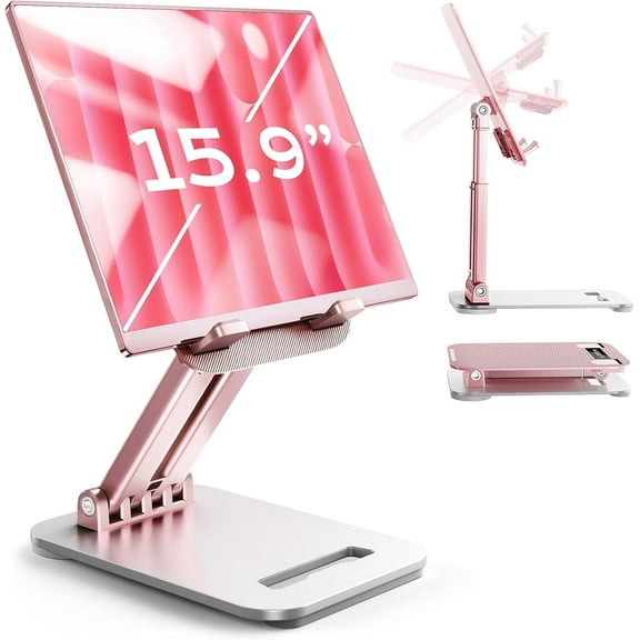 AllWaysPlaza Tablet Stand for iPad Stand Holder Desk, Foldable Home Office Desk Accessories Travel for iPad Holder Dorm College Essentials Portable Monitor Stand Fits Tabs Kindle iPhone 4-15.9" Girls