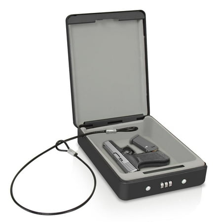 SereneLife SLSFCR21 - Compact Pistol / Handgun Safe Box - Personal Firearm Combination Lock Steel Vault