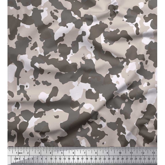 Soimoi Cotton Jersey Fabric Two Tone With Grey Camouflage Print Fabric by the Yard 58 Inch Wide