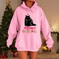 thumbnail image 2 of Tiweut Womens Christmas Hoodies Hoodies Santa Cat Printed Sweatshirt Long Sleeve Hooded Loose Fit Pullover Regular Tops Pink,L, 2 of 4