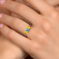 thumbnail image 4 of Gem Stone King 925 Silver and 10K Yellow Gold Swiss Blue Topaz and Yellow Sapphire Engagement Ring for Women | 1.37 Cttw | Round 5MM | Gemstone November Birthstone | Size 5, 4 of 6