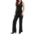 thumbnail image 2 of CHALCO INSPIRADOR Chaleco de Mujer Cuello en V Sin Mangas Botón Frontal Rayas Moda Casual Tallas XS Negro, 2 of 6