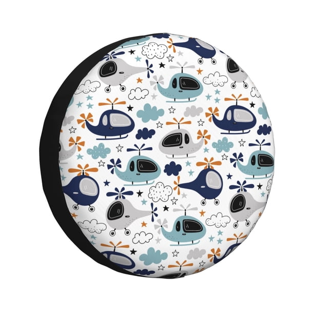 Fotbe Cartoon Helicopters Funda de Llanta de Repuesto con Estampado, Engrosada, Ajuste Universal para Jeep, Remolque, RV, SUV, Camión-14 inch