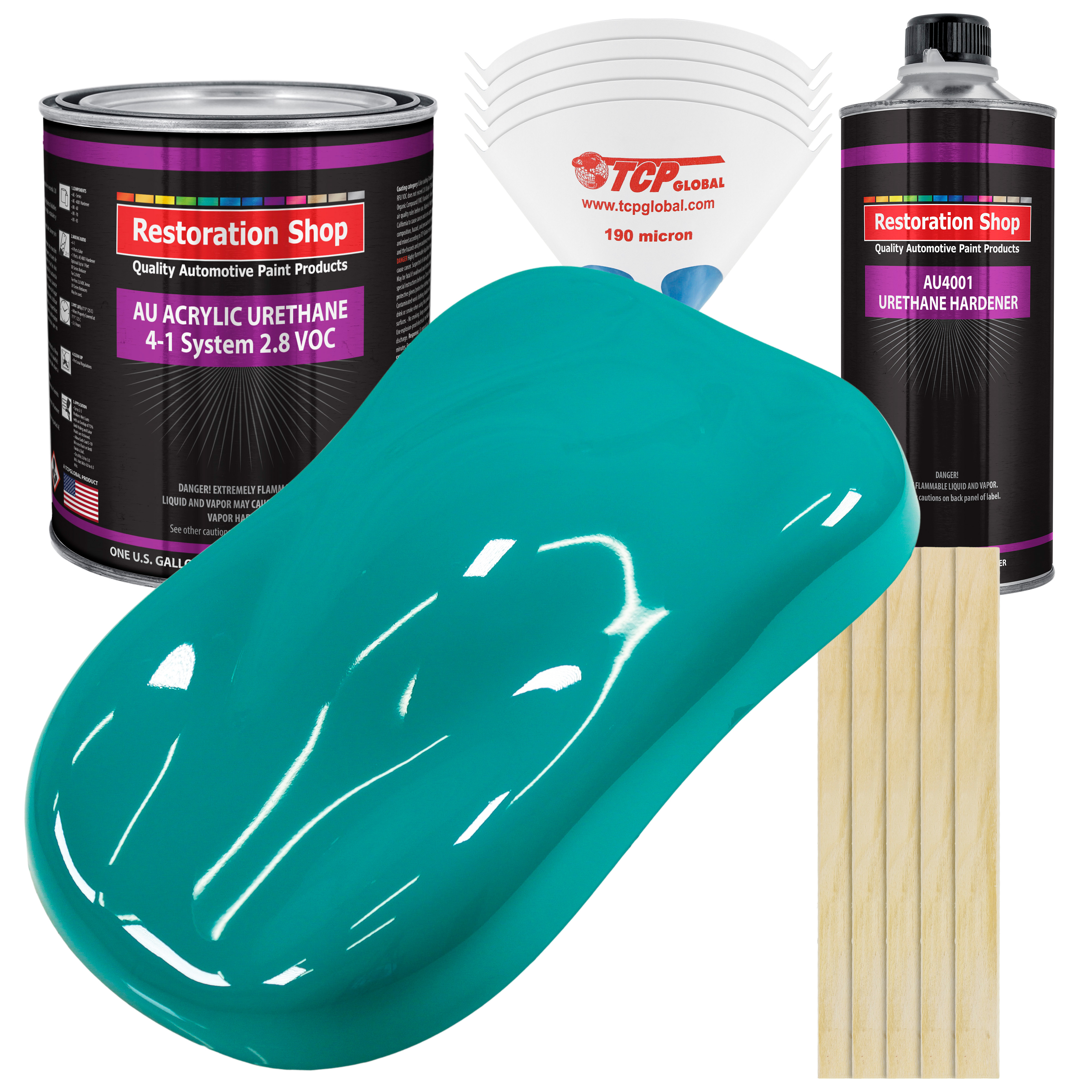 Restoration Shop Deep Aqua Acrylic Urethane Auto Paint Complete Gallon Paint Kit, Single Stage