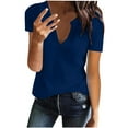 thumbnail image 2 of Fesfesfes Womens Oversized T Summer Womens Solid Color Tops V-Neck Short Sleeve Casual Loose T- Blouse Women Clothing 10(XL), 2 of 6