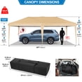 thumbnail image 4 of HOTEEL 10'x20' Pop up Canopy,Waterproof Outdoor Commercial Instant Tent,for Parties Beach Camping Event Shelter Wedding,Khaki, 4 of 9