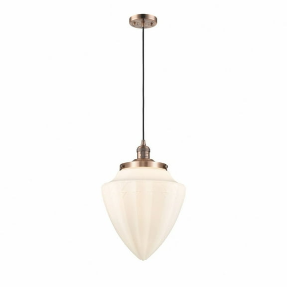 Innovations Lighting Franklin Restoration Bullet - 1 Light 12" Cord Hung Mini Pendant Antique Copper/Matte White