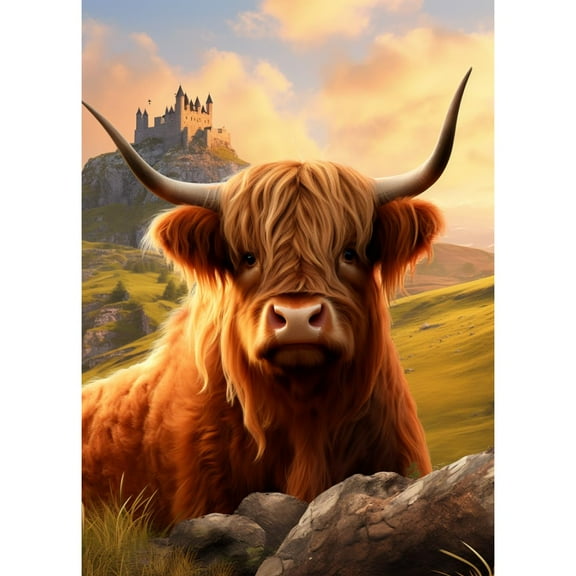 Highland Cow DIY 5D Diamond Art Paint with Full Drill Round Diamond Gems Painting by Number Kits for Adults Art Craft Home Wall Decor 11.8x15.8inch