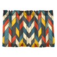 thumbnail image 7 of Yayeee Kitchen Curtains Tier Pair Light Filtering 27"x24" Rod Pocket Short Cafe Window Panel, Red Geometric, 7 of 7