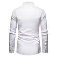thumbnail image 3 of RUTAYY Men's Shirts Embroidered Asymmetrical Long Sleeve Solid Color Denim Shirt Turndown Collar Comfortable Breathable Chic Holiday Blouse, 3 of 8