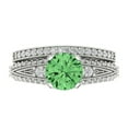 thumbnail image 2 of Clara Pucci 14K White Gold 2.095 Simulated Green Diamond Engraveable Engagement Ring + Wedding Band Set, 2 of 7