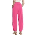 thumbnail image 4 of MINTREUS Womens Baggy Wide Leg Harem Pants Casual Elastic Waisted Palazzo Pants with Pockets, 4 of 7