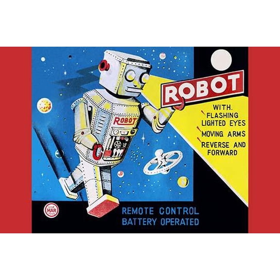 Robot with Flashing Lighted Eyes- Fine Art Canvas Print (20" x 30")