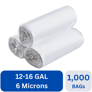 Karat 12-16 Gallon Trash Bags | 6 Microns | Clear High Density Garbage Can Liners | (24" x 33") 1,000 ct