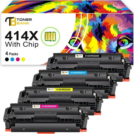 414X Toner Cartridges (with Chip) for HP 414X 414A 414 W2020X Color Laserjet Pro MFP M479fdw M454dw M479fdn M479dw M454dn M479 M454 M455 M480 Series Printer Ink (Black Cyan Magenta Yellow, 4 Pack)
