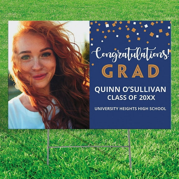 Fun Express Custom Photo Graduation Congratulations Grad Yard Sign, 24" x 16"