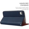 thumbnail image 2 of iPhone XR Genuine Cowhide Leather Wallet Case,Headset Winder,Flip Folio Magnetic Closure,Card Holder Slots,Kickstand,Cash Pockets Wrist Strap Cover Case for iPhone XR,6.1",Dark Blue, 2 of 17