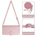 thumbnail image 2 of Wallet Case For iPhone 16, Premium PU Leather Flip Folio Cover [3 Card Slots & ID Window], Detachable Adjustable Shoulder/Crossbody Strap, Kickstand, Magnetic Clasp Case, Pink, 2 of 11