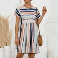 thumbnail image 1 of EIMELI Robe Décontractée pour Femmes Robe d'Été Col Rond Rayée à Boutons Mini Robe Décontractée Vêtements pour Femmes G Bleu, 1 of 9