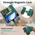 thumbnail image 5 of Feishell for Samsung Galaxy Z Fold5 Zipper Wallet Case,[Compatible with MagSafe] Magnetic Detachable PU Leather Flip Case with Credit Card Slots & Kickstand RFID Blocking Phone Case,Green, 5 of 9