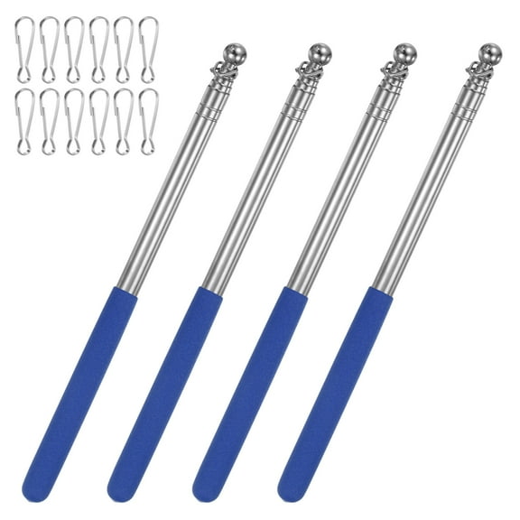 Uxcell 4-Pack 3.94Ft/1.2M Telescopic Flag Pole with Clips Blue