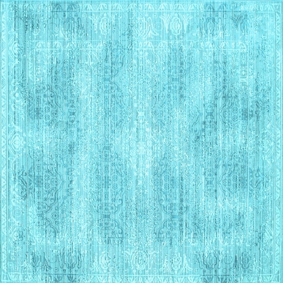 Ahgly Company Indoor Square Abstract Light Blue Contemporary Area Rugs, 8' Square