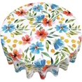 thumbnail image 4 of Watercolor Blue Floral Tablecloth 60 Inch Round Spring Summer Flower Table Cloth Washable Polyester Table Cove For Picnic Camping Holiday Dining Room Kitchen Decor Indoor Outdoor Party Decoration, 4 of 6