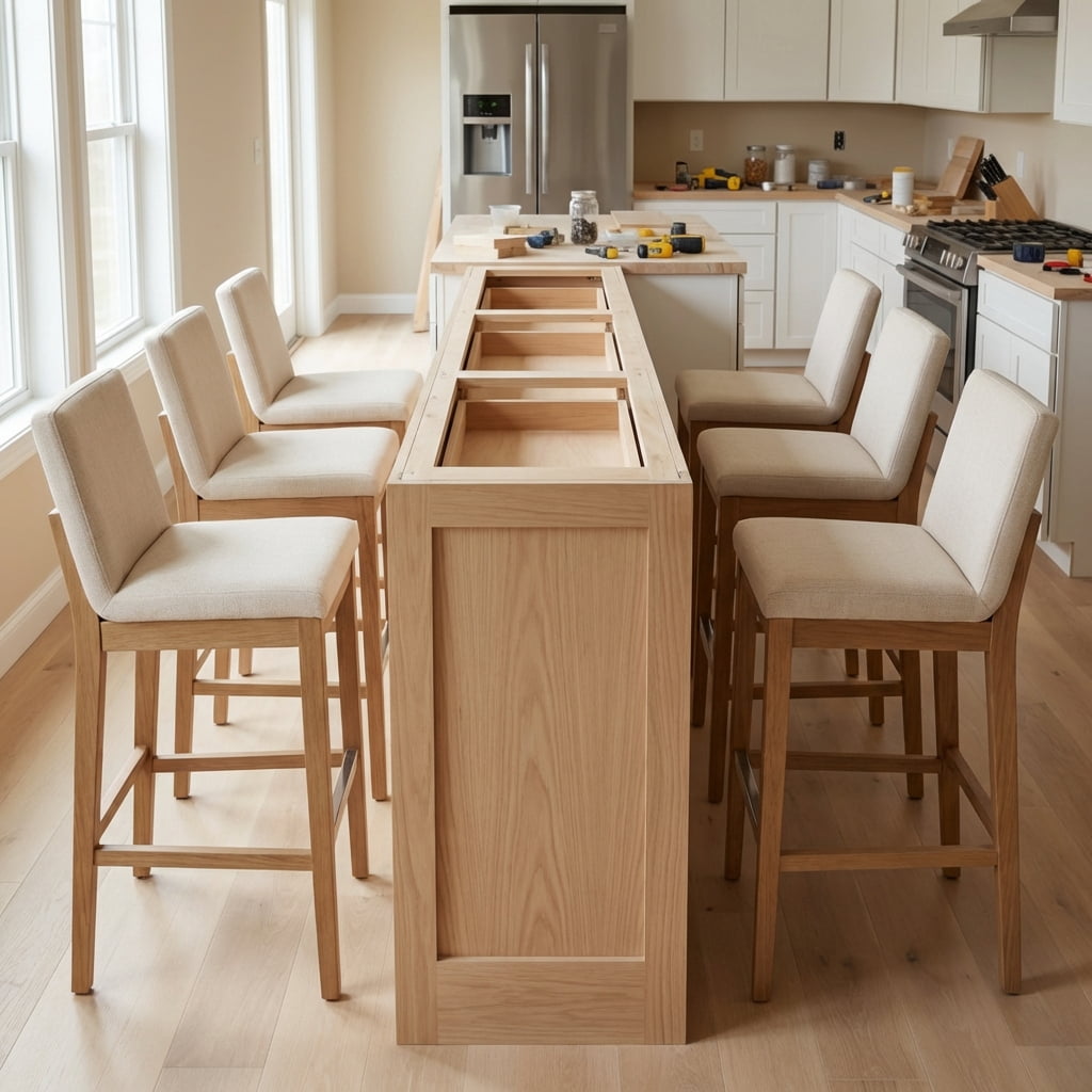 Guyou 26" Counter Height Bar Stools Set of 2, Modern Linen Upholstered Barstools, Rustic Farmhouse Wooden Kitchen Island Chairs with Backrest and Footrest for Dining Room Home Bar Patio Club, Beige