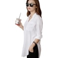 thumbnail image 1 of Office Lady Women Chiffon Stand Neck Tops Tee Long Sleeve Shirt Casual Blouse Loose Shirt S-XL, 1 of 6