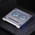 thumbnail image 5 of Almohadilla de enfriamiento para computadora portátil, soporte de aluminio para juegos, soporte de radiador para computadora portátil con ventiladores y puerto USB para MacBook, gris con ventilador, 5 of 5