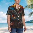 thumbnail image 3 of Yiaed Vibrant Skull Soldier Print Hawaiian Shirt for Men Short Sleeve Button Down Shirts Beach Shirts for Men,Large, 3 of 7