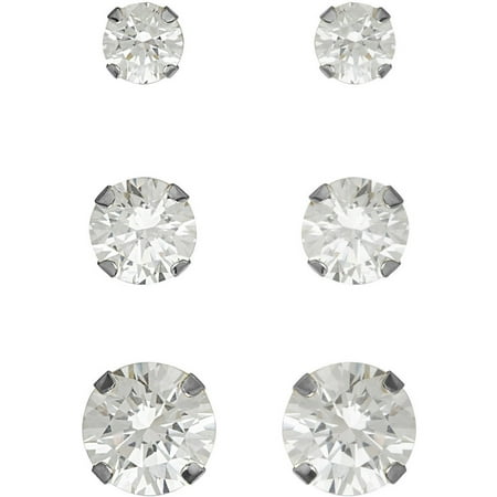 Believe By Brilliance 3mm 4mm And 5mm Cz Believe By Brilliance 3mm 4mm And 5mm Cz Round 10kt White Gold Stud Earrings Set