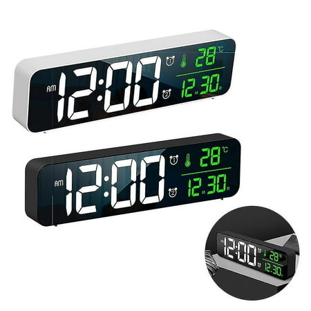 Alarm Clocks Large Led Digital Alarm Clock With Temperature-White ...