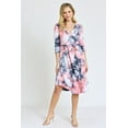 thumbnail image 2 of 3/4 Sleeve Surplice Midi Dress with Sash | 2 Colors | S-3X, 2 of 11