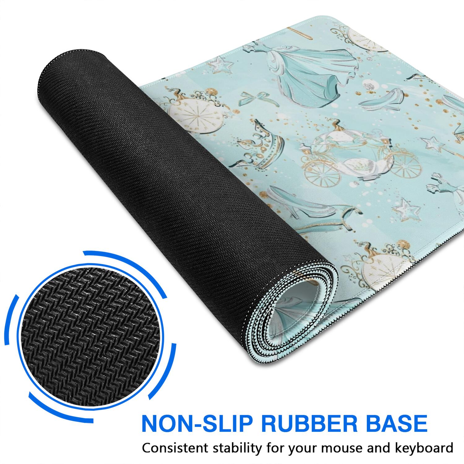 Long Mouse Pads for Desk,Princess Pattern Desk Mats on Top Of Desks, Desk Mouse Pad Extra Large with 3mm Non-Slip Base and Stitched Edge for Gaming,Office,Work,Home 35.4"x15.7"