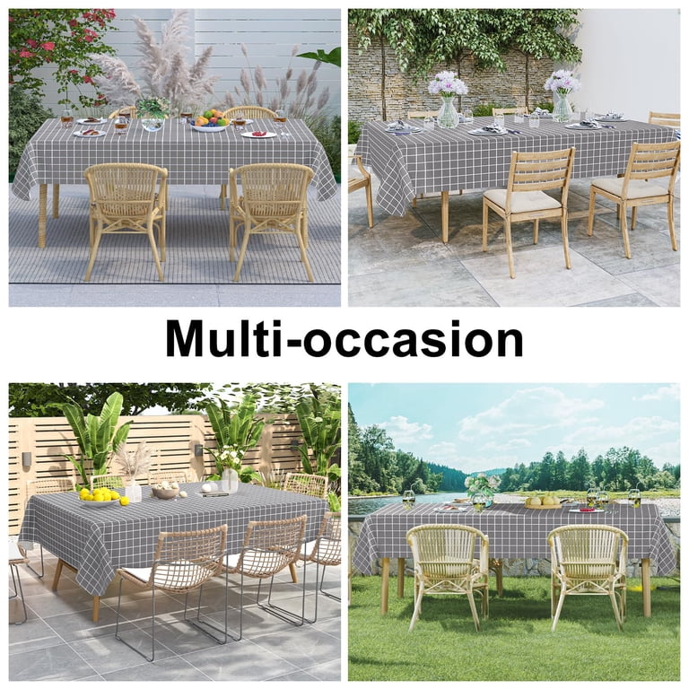 decorUhome Plaid Vinyl Tablecloth, 52" x 70", Grey photo 6