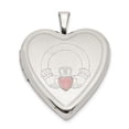 thumbnail image 1 of Beautiful Sterling Silver 20mm Pink Enamel Claddagh Heart Locket, 1 of 2