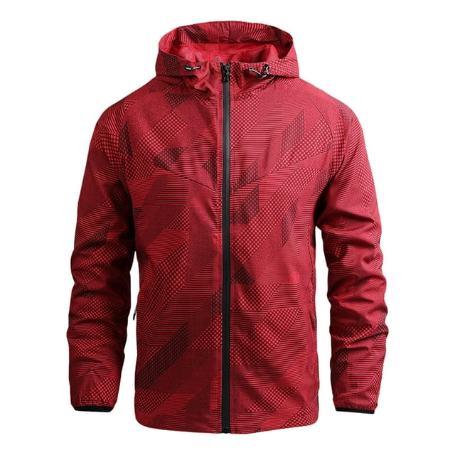 SHIXIAOO Veste d'Extérieur Fine à Capuche Coupe-Vent Imprimée Automne et Hiver pour Hommes Veste d'Hiver pour Hommes