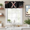 thumbnail image 2 of Black Letter X Flower Valance Curtain for Windows Watercolor Alphabet X Pink Beige Floral Leaf Rod Pocket Curtain Valances Short Window Treatments for Kitchen Bathroom Laundry Basement 60 x 18 Inch, 2 of 9