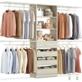 thumbnail image 6 of Aheaplus Closet System with 4 Drawers, 8FT Wood Closet Organizer System, 96’’ Closet Built In System Tower with Shelves, Walk-in Closet Wardrobe Clothes Garment Rack, Fits Spaces 4-9 ft, White Oak, 6 of 8