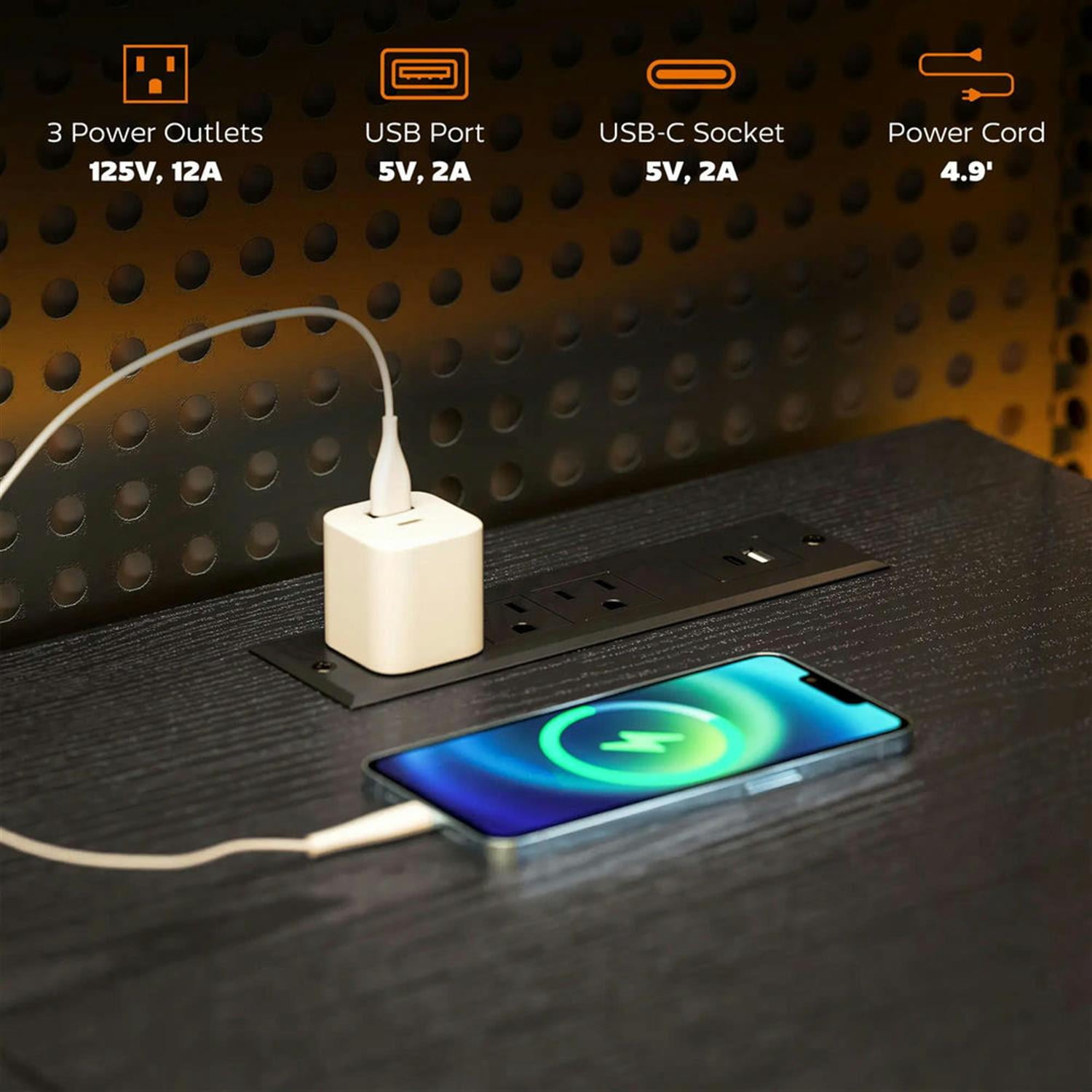 Demi Bonn 66" Reversible L Shaped Corner Office Desk with LED Lights and Power Outlets, Home Computer Desk for Living Room, Office, Study Table PC Desks, Black