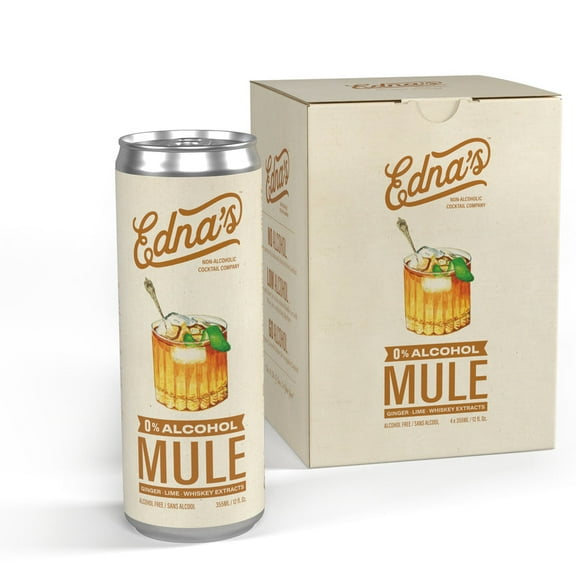 Pack of 6, Ednas Non Alcoholic Cocktail Mule 4-Pack, 48 fl oz