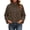 Brown——Jackets, variant on Oiangi Womens Polka Dots Cropped Jackets Bomber Funnel Neck Button Up Jacket Fall Lightweight Coat with Pockets Brown 2XL