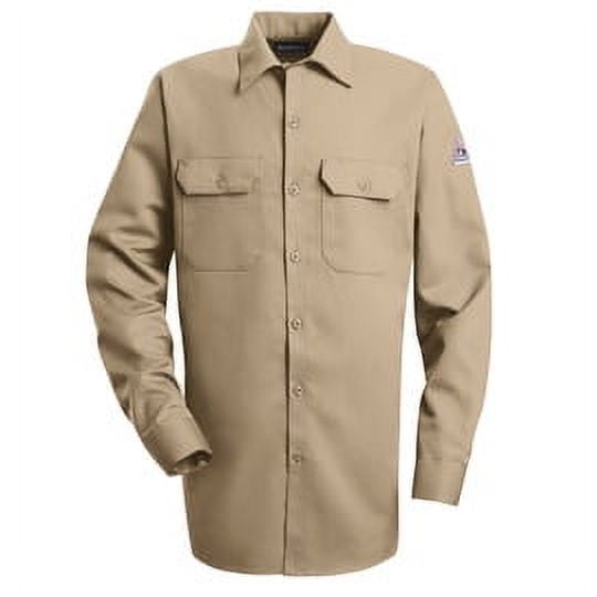 Bulwark® Large Khaki Cotton Nylon Flame Resistant Shirt With Button Closure
