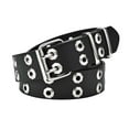 thumbnail image 2 of Womens Punk Waist Belt Gothic Leather with Metal Buckle Stylish Waistband Double Grommet Belt for Dresses Jeans Party Halloween 43, 2 of 8