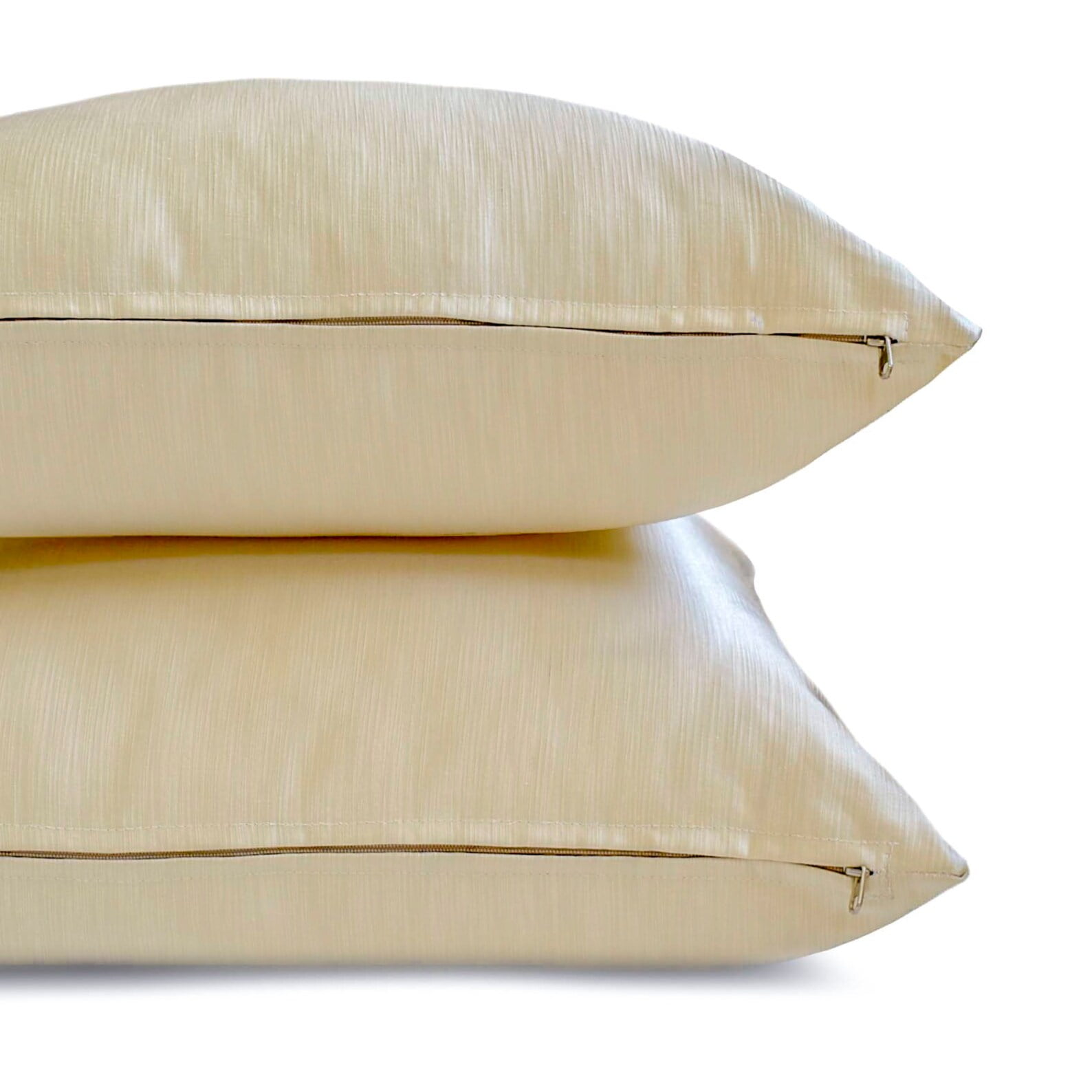 The HomeCentric Decorative Pillow Cases Cream Pack of 2, 18"x18" (45x45 cm) Satin Solid Throw Pillow Cover For Sofa, Solid Modern Style - Cream Satin Slub