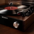 thumbnail image 6 of THINKYA RP-T01 Vinyl Record Player, BluetoothTurntable, Built-in Stereo Speakers, 3-Speed Belt-Drive Record Player with Auto-Stop, RCA Output, Retro Brown Vinyl Player for Beginners & Gift, 6 of 12