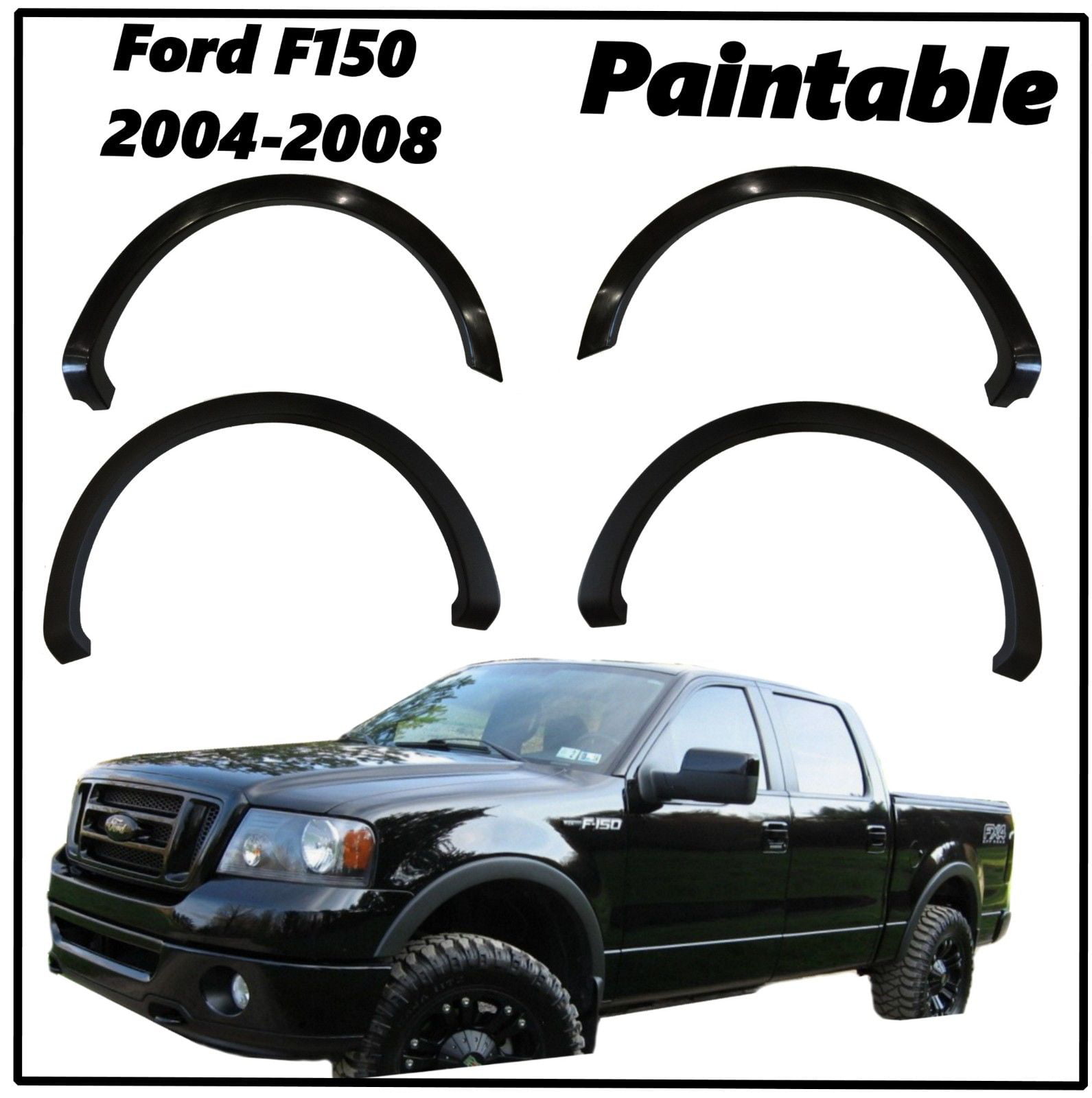 Works with 2004-2008 Ford F-150 Crew Cab 6.5 Short Bed Without Fender Flare Rocker Panel Trim Body Side Moulding 7 Wide 12PC Made in USA 
