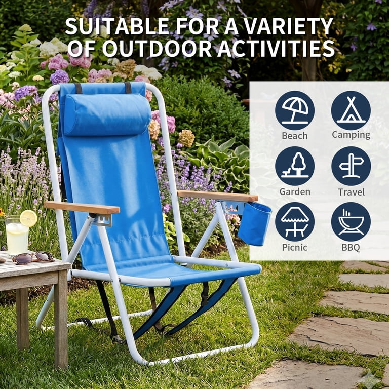 Ktaxon Backpack Beach Chair, 4-Level Adjustable Folding Chair